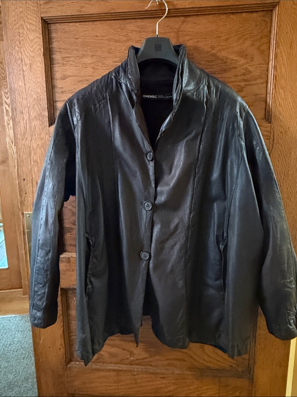 Rundholz Black Leather Button-Front Jacket -